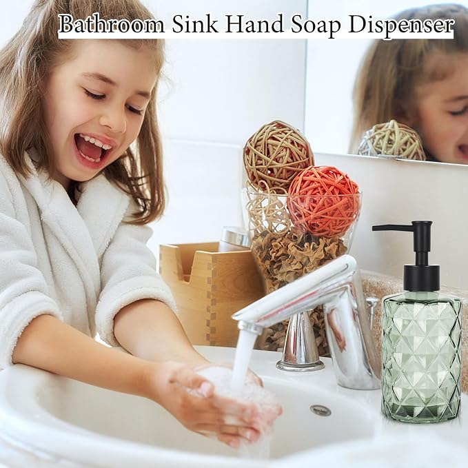 Green Glass Soap Dispenser, 11 Oz/330ml Liquid Hand Lotion Dispenser Set - Image 5