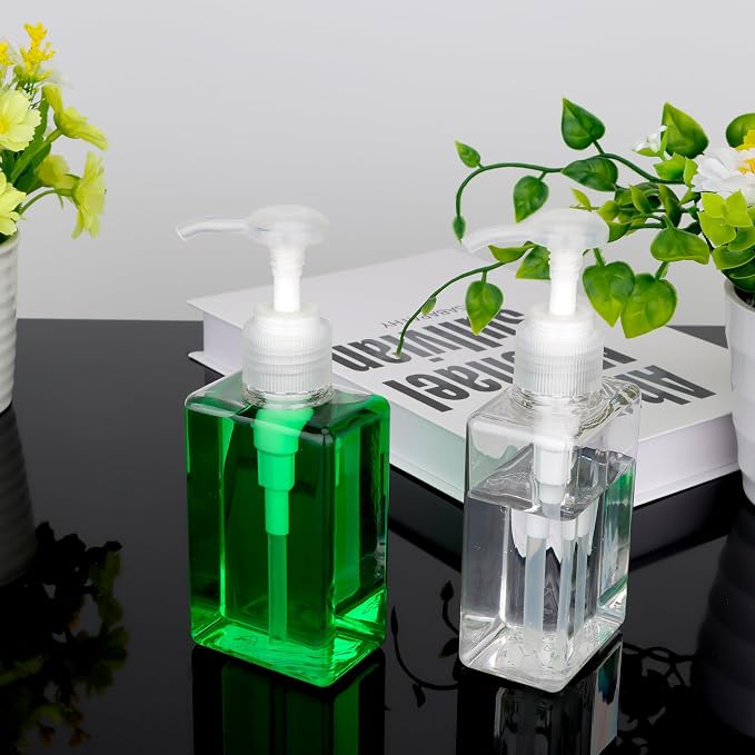 150ml Pump Bottle Dispenser Jansburg 2 Pack Refillable Flat Square Plastic - Image 4