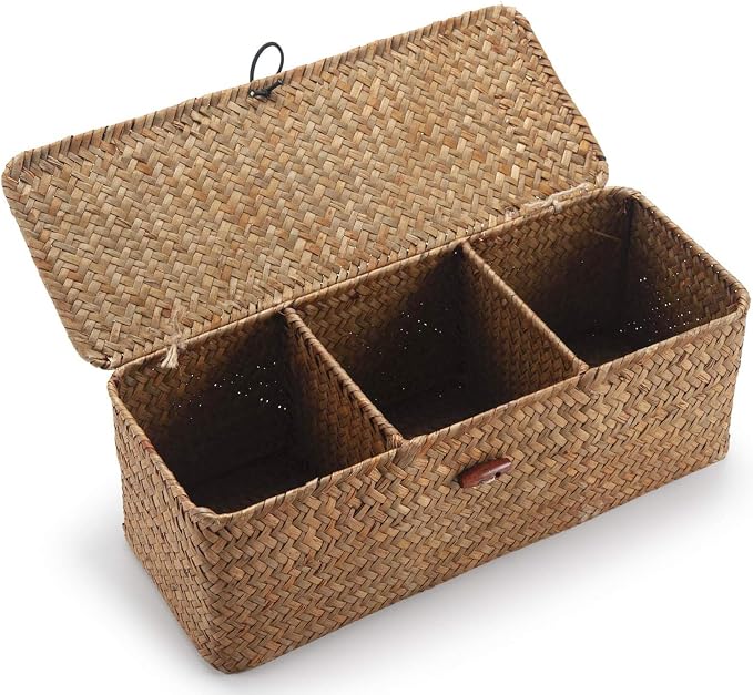 Seagrass Storage Basket for Bathroom by XIMISISE