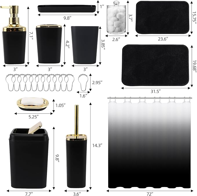 Bathroom Set - Black Bathroom Accessories Set, Bathroom Sets - Image 9