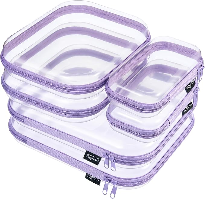 6 Pack Clear Hard Shell Zipper Case, See-Through Hard Plastic Organizer Pouches by Unknown