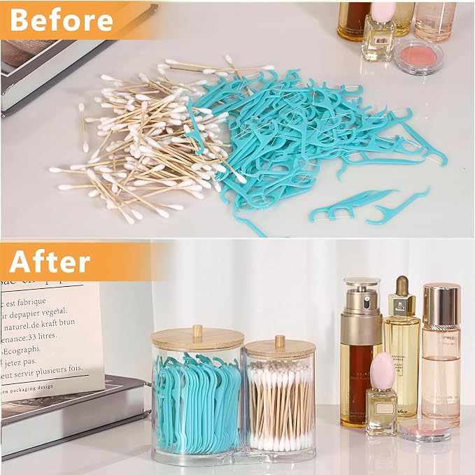 Hipiwe Acrylic Cotton Swab Holder Clear Qtip Dispenser - Image 7