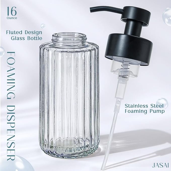 JASAI 16Oz Glass Foaming Soap Dispenser - Image 2