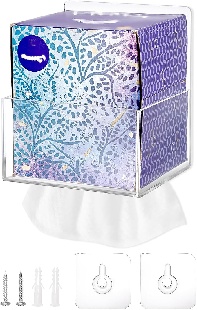 Acrylic Tissue Box Holder Wall Mounted, Classic Tissue Box Cover Tissues - Image 9