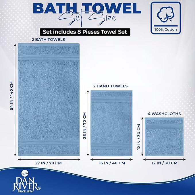 DAN RIVER 8 PC Luxury Bath Towels - Image 2