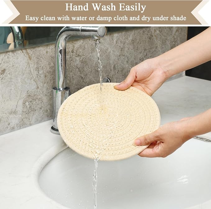 SHACOS 8 Inches Trivets for Hot Dishes, 4 Pieces Cotton Trivets Mats for Kitchen - Image 5