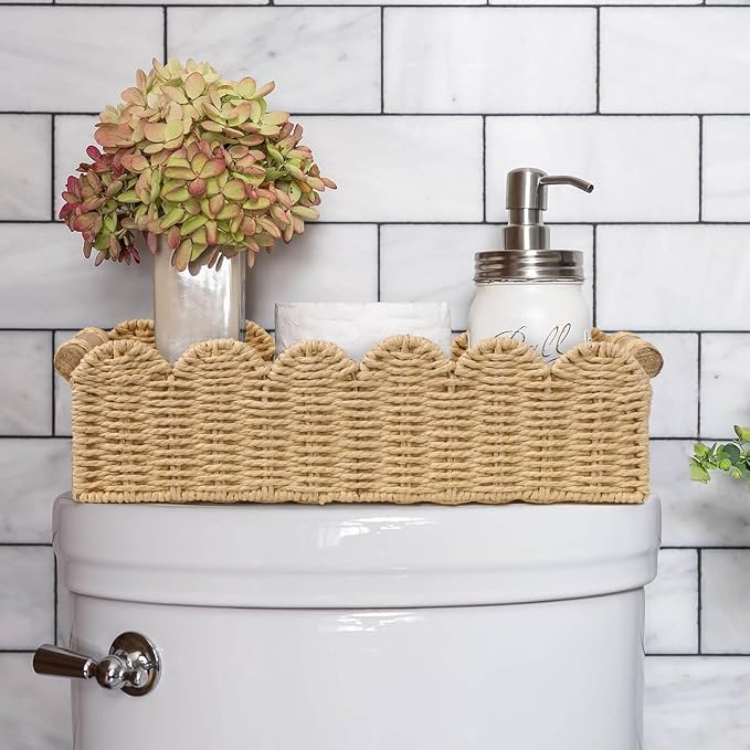 CubesLand Scalloped Edge Toilet Paper Storage Basket, Living Room Home Cozy - Image 2