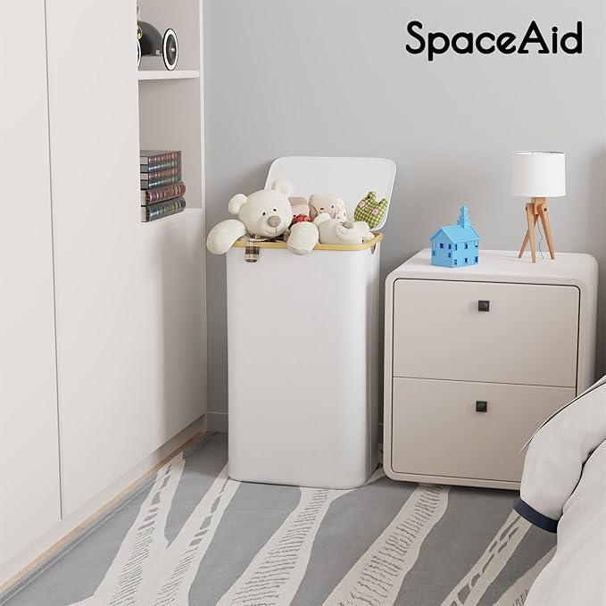 SpaceAid Laundry Hamper with Lid, 110L Large Tall Clothes Basket Bin with - Image 2