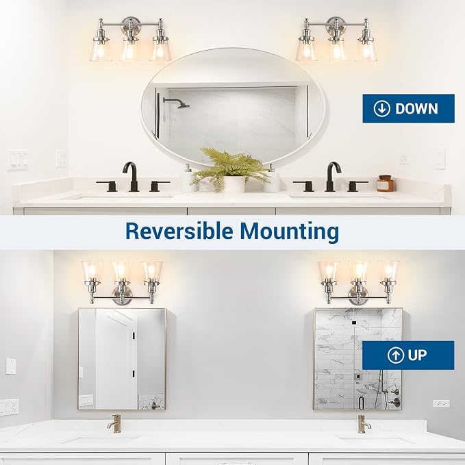 DEWENWILS Bathroom Light Fixtures, 5-Piece All-in-One Bathroom Light Set - Image 3