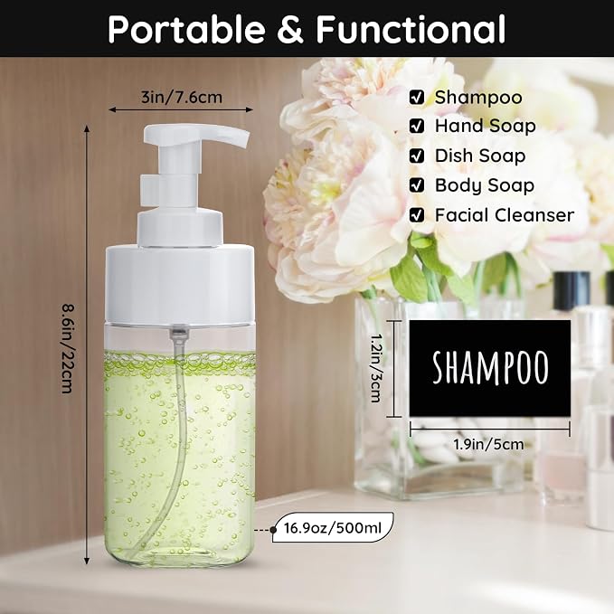 Segbeauty 16.9oz Clear Foam Soap Dispenser, 500ml Empty Bathroom Foam Pump - Image 5