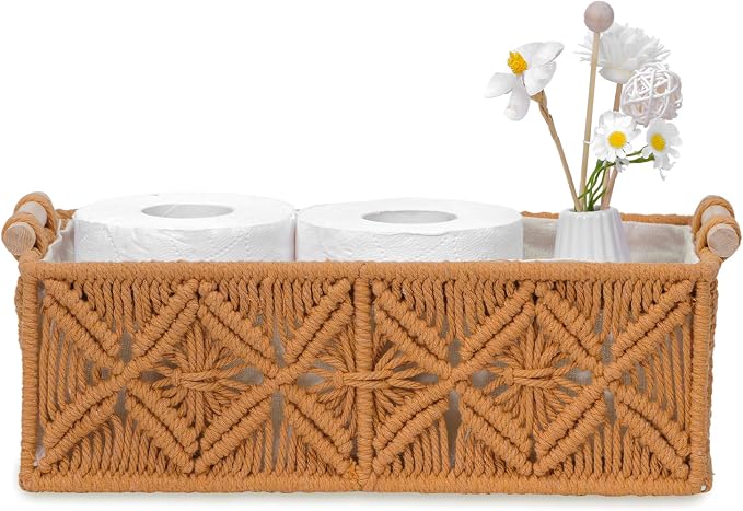 Nonam Macrame Storage Baskets, Boho Decor Style Woven Storage Boxes - Image 4