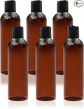 6 Pack 8 oz Amber Plastic Squeeze Bottles by ZLEVEAYN