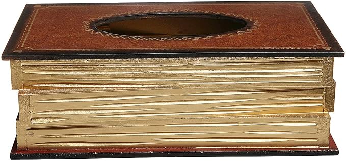 Antique Book Design Wood Bathroom Facial Tissue Dispenser Box Cover/Novelty - Image 4
