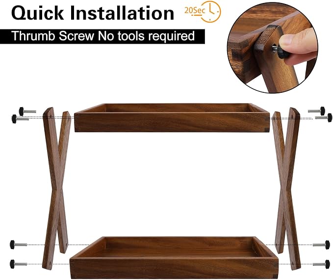 Wood Countertop Shelf Organizer, 2 Tier Wooden Shelf - Image 3