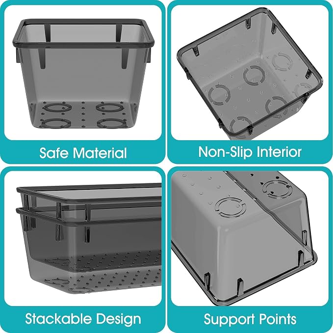 7 PCS Clear Plastic Drawer Organizers Set, 4 Size Desk Drawer Organizer Trays - Image 3