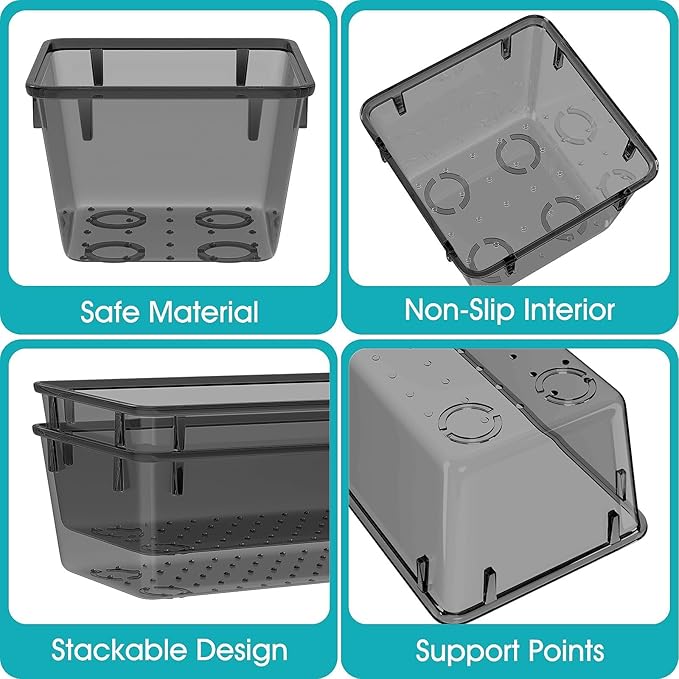 13 PCS Clear Plastic Drawer Organizers Set, 4 Size Desk Drawer Organizer Trays - Image 3