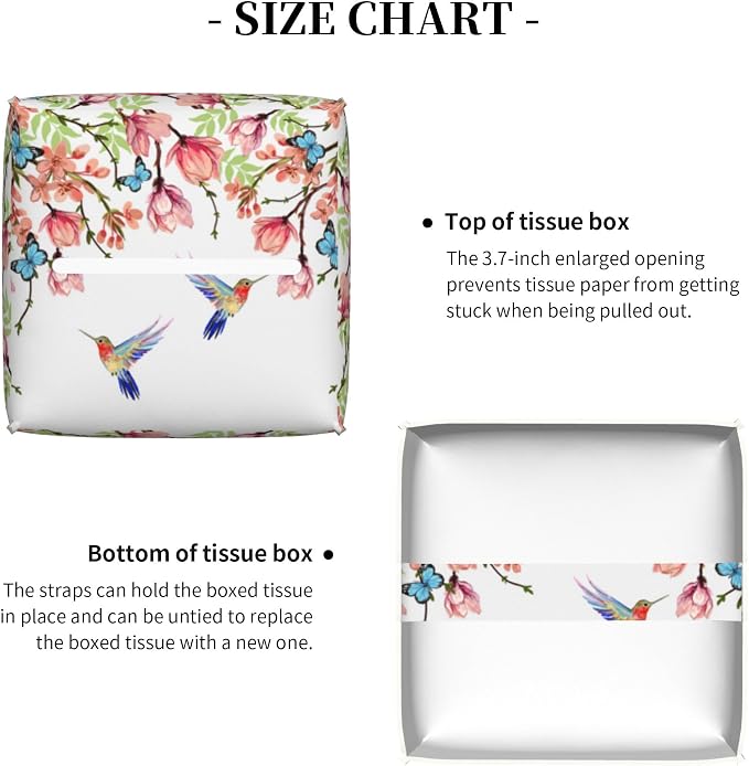 Hummingbird and Flowers Tissue Box Cover Square - Image 5