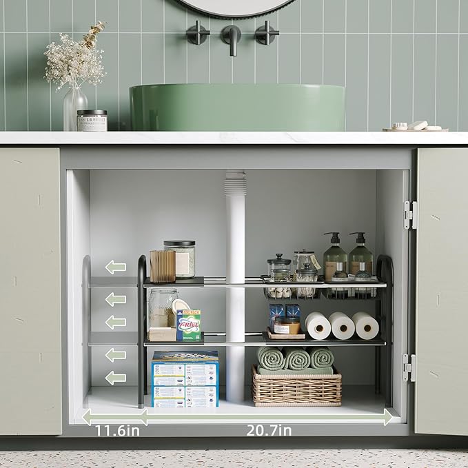 NETEL Under Sink Organizers and Storage, 2 Tier Expandable Under Cabinet - Image 2