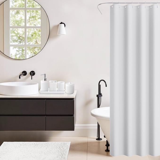 White Bathroom Sets with Shower Curtain and Rugs, 8-Piece Resin Bathroom - Image 6