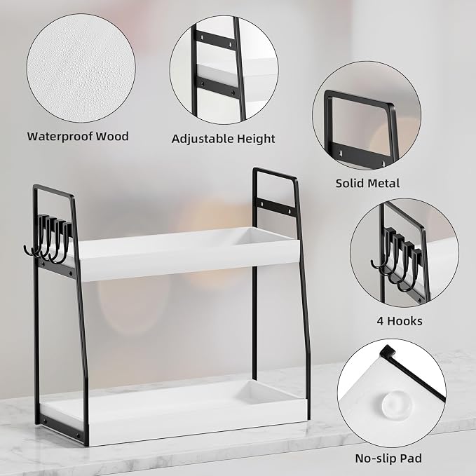 VITVITI 2-Tier Bathroom Organizer Countertop, Wood Bathroom Counter Organizer - Image 6