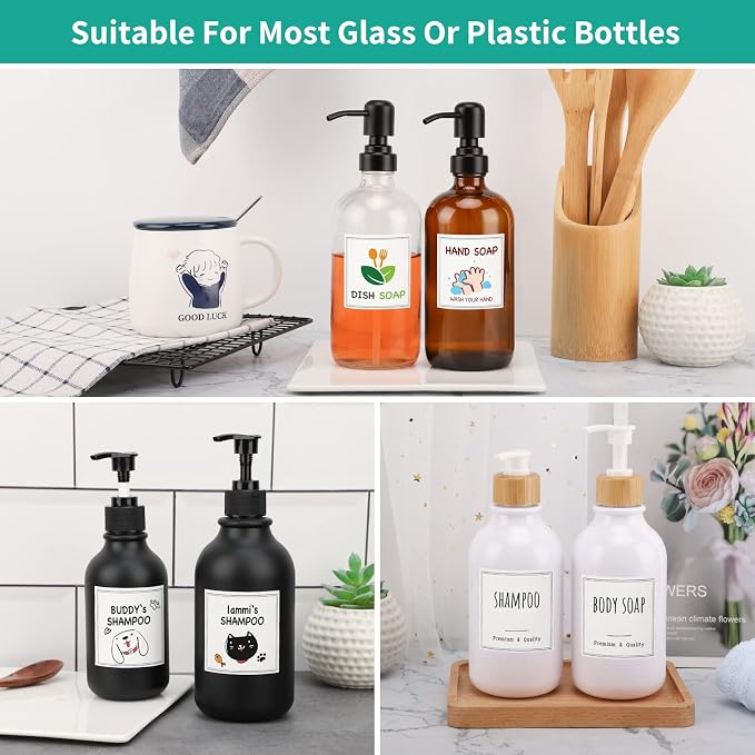 Segbeauty Waterproof Labels for Bottles, Removable Self-Adhesive Soap Dispenser - Image 5