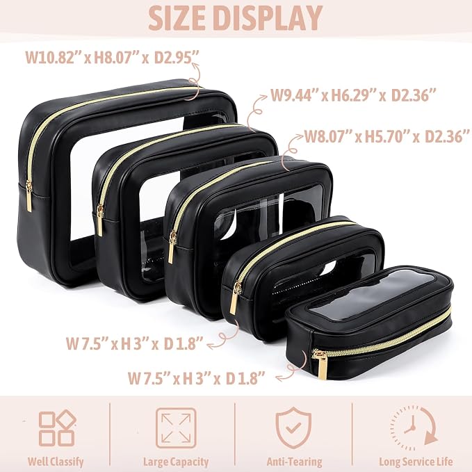 5PCS Diaper Bag Organizer Pouch Set, TSA Approved Toiletry Bag，Clear Waterproof - Image 2