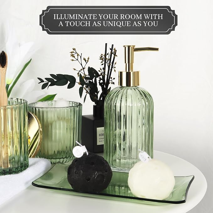 Designer Green Glass Bathroom Accessories Sets - Image 3