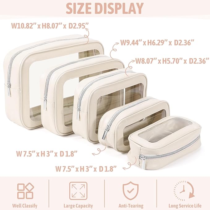 5PCS Diaper Bag Organizer Pouch Set, TSA Approved Toiletry Bag，Clear Waterproof - Image 2