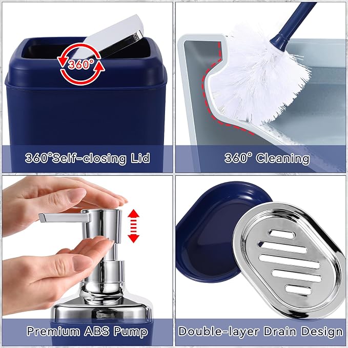 24PC Navy Blue Bathroom Set - Image 6