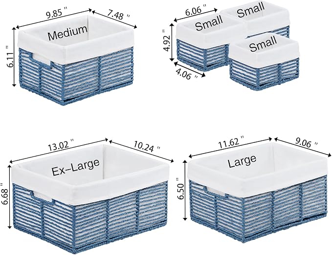 Vagusicc Wicker Storage Basket, 6 Pack Baskets - Image 2