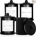 4 Pack Bathroom Organizers and Storage - 16 Oz Glass Qtip Holder & Cotton Pad by LITIVY