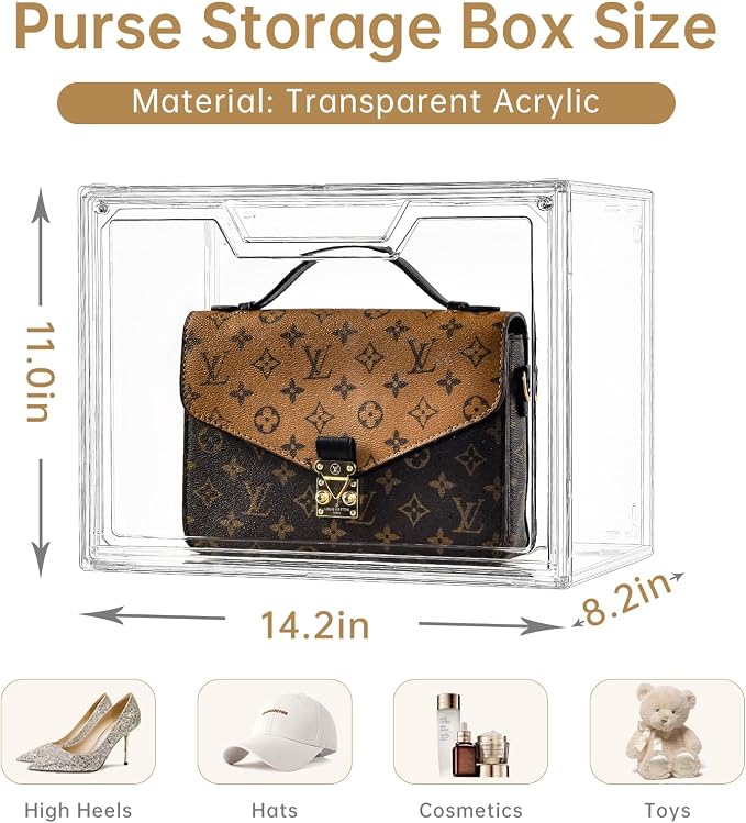 Purse Organizer for Closet, Purse Storage Box - Image 2