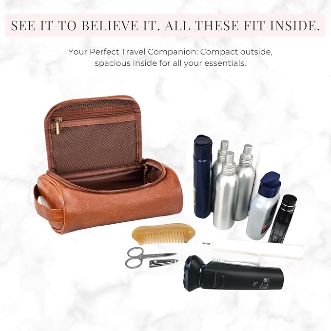 Mens Toiletry Bag, Compact Dopp Kit - Image 2