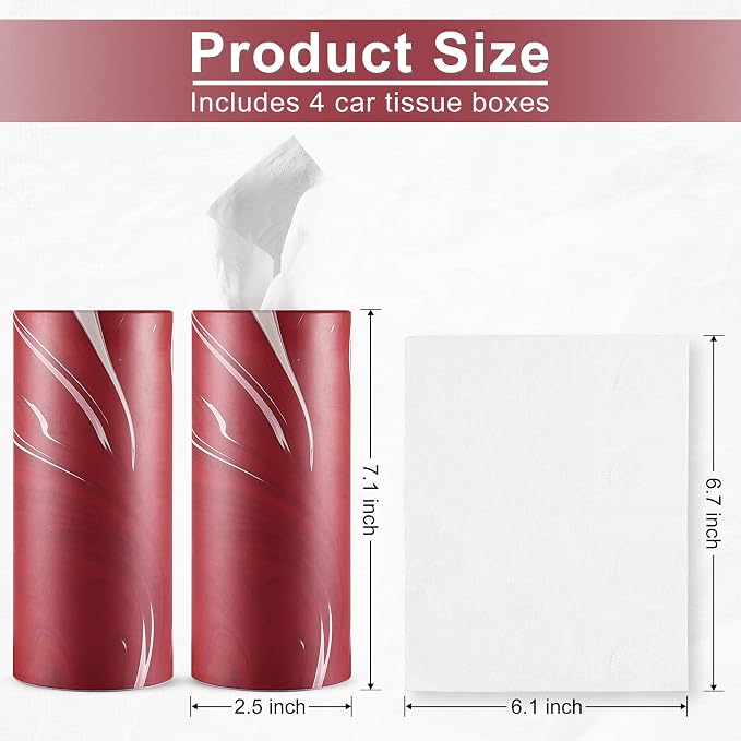 SINGARO Car Tissue Holder, 4 Pack Car Cup Holder Facial Tissues - Image 2