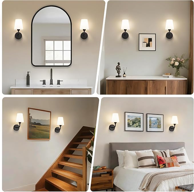 Modern Wall Sconces Set of 2, Hardwired Wall Lights - Image 3