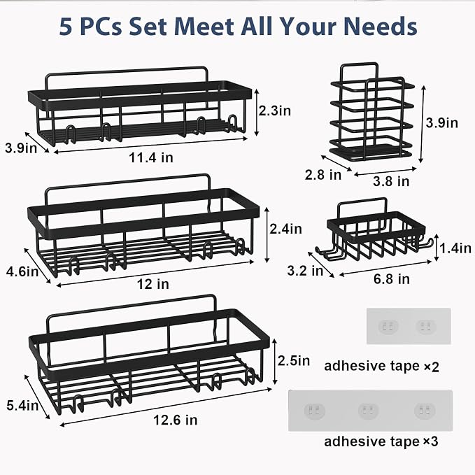 5 Pack Shower Caddy Organizer Rack Shelf - Image 2