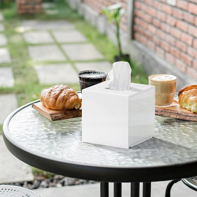 FEMELI Tissue Box Cover, Square Acrylic Tissues Paper Holder - Image 6