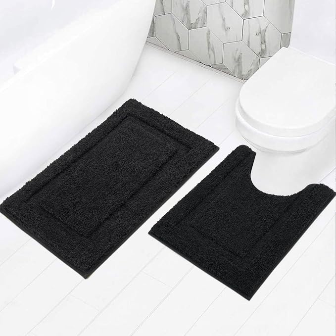 SHACOS Black Bathroom Rugs Set of 2 Pieces by SHACOS