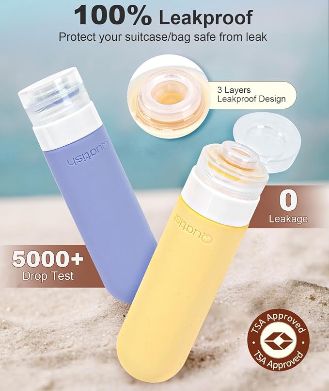Quatish Travel Bottles for Toiletries 6 Pack, Original Patented Leakproof 3 oz - Image 3