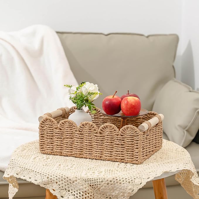 CubesLand Toilet Paper Storage Organizer Basket, Scalloped Decorative Baskets - Image 6