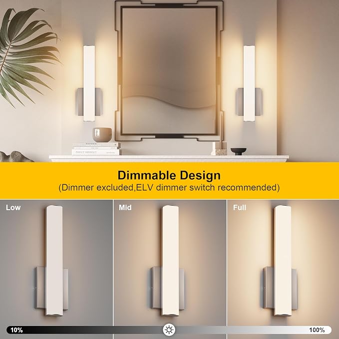 15.7 Inches Modern Bathroom Led Wall Sconces, 18W 3000K Hardwired Wall Light - Image 2