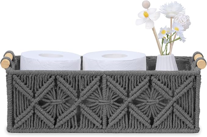Nonam Macrame Storage Baskets, Boho Decor Style Woven Storage Boxes - Image 4