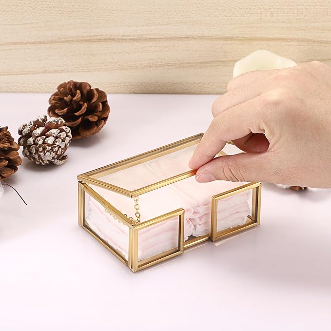Cotton Swab Holder Small Qtip Dispenser Glass Bathroom Accessories Storage - Image 4