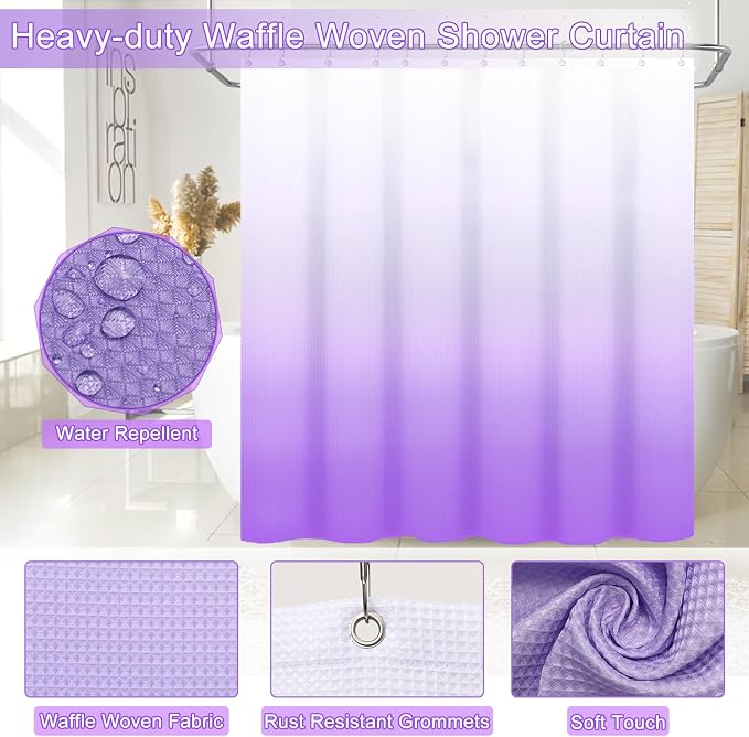 32PCS Bathroom Sets with Shower Curtain and Rugs Purple Bathroom Accessories - Image 3