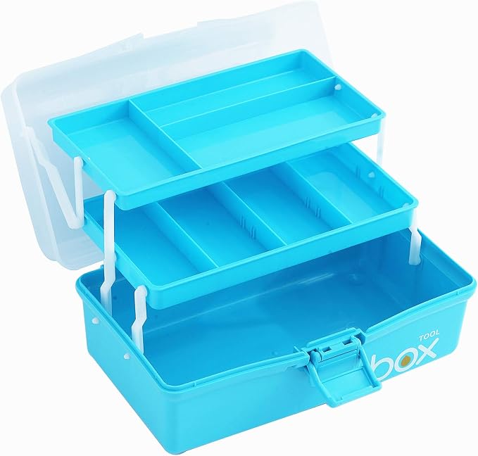 Sunxenze 12'' Three-Layer Clear Plastic Craft Storage Box, Tool Box/Sewing Box by Sunxenze