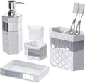 Creative Scents Quilted Mirror White Bathroom Accessories Set by CreativeScents