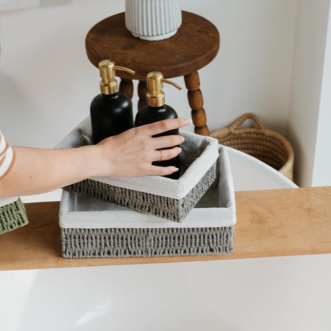 Beautiful Toilet Paper Storage Basket Set of 2 – Decorative Wicker Bathroom - Image 8