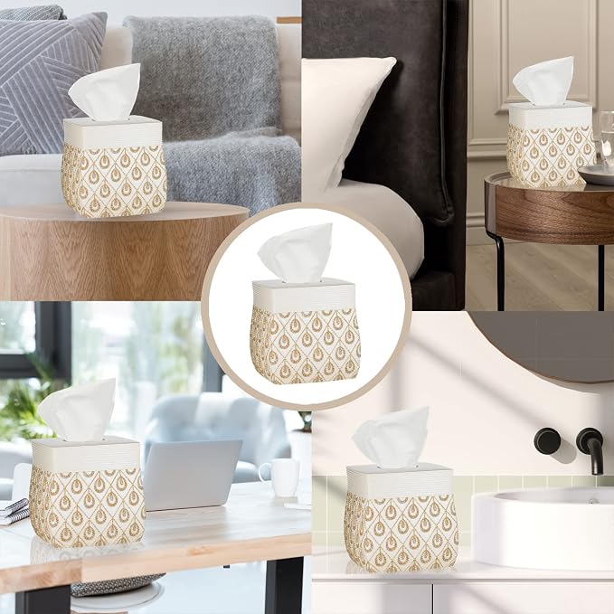 Zahari Home 2pc Seraphina Bathroom Set Waste Basket & Tissue Cover Modern - Image 7