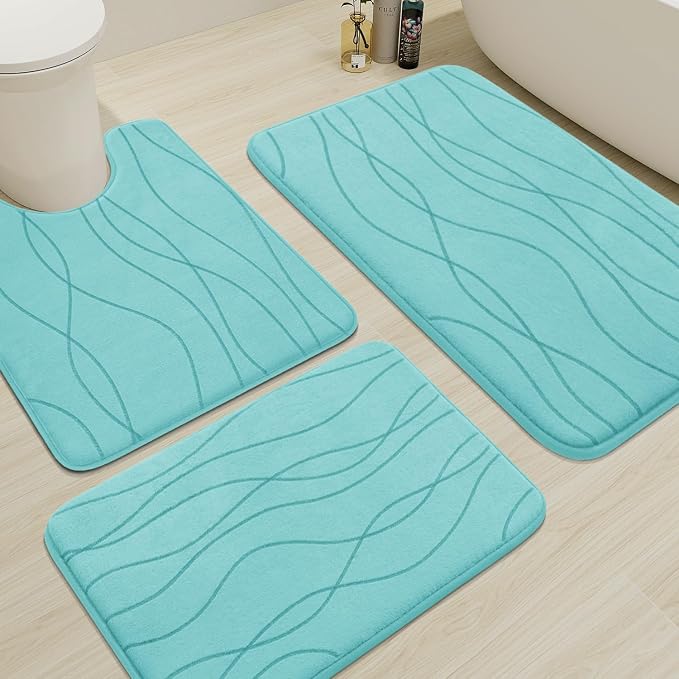 YIHOUSE Memory Foam Bathroom Rug Sets 3 Piece, Ultra Absorbent Bath Mat by YIHOUSE