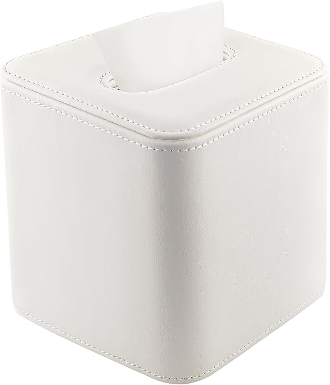 Tissue Box Holder Square PU Leather Stylish Facial Tissue Box by TNIIFXC